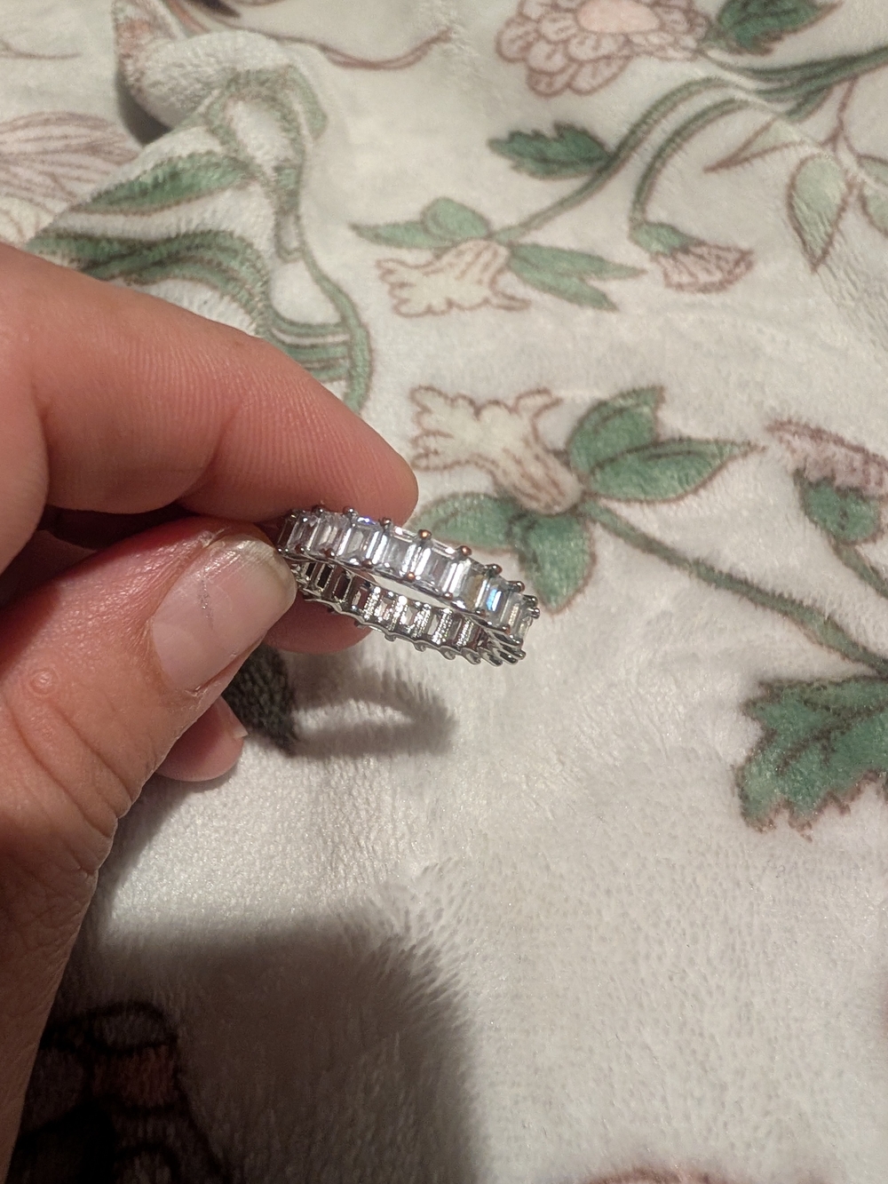 Elegant Silver-Tone Baguette Eternity Band Size 9/10